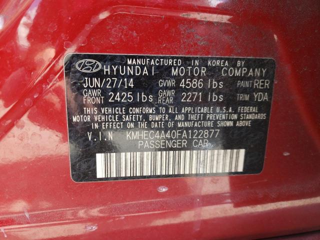 KMHEC4A40FA122877 - 2015 HYUNDAI SONATA HYBRID RED photo 12