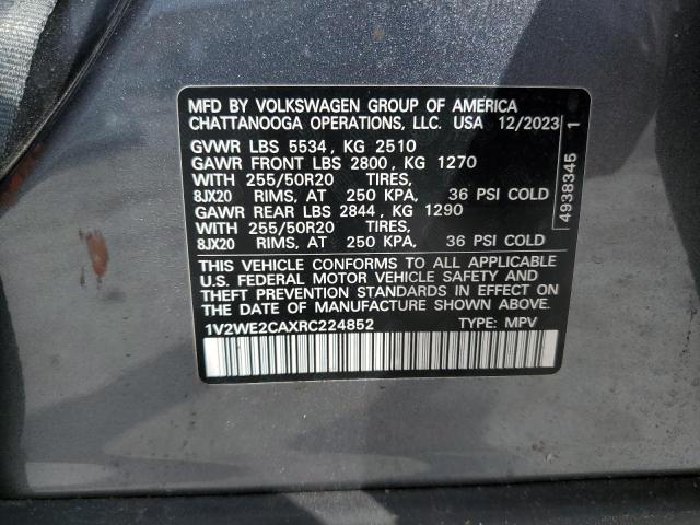 1V2WE2CAXRC224852 - 2024 VOLKSWAGEN ATLAS CROS SE GRAY photo 13
