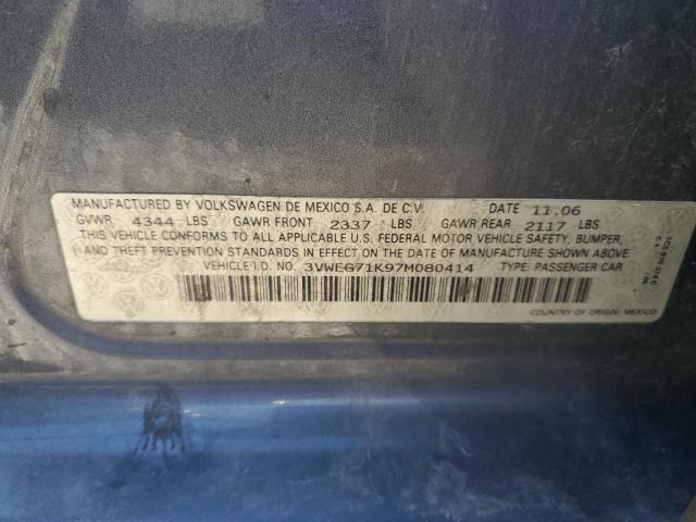 3VWEG71K97M080414 - 2007 VOLKSWAGEN JETTA WOLFSBURG 灰色 照片 12