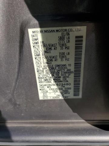 5N1AR18U26C629480 - 2006 NISSAN PATHFINDER LE TAN photo 13