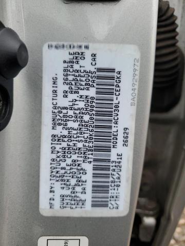 4T1BE30K62U059090 - 2002 TOYOTA CAMRY LE SILVER photo 12