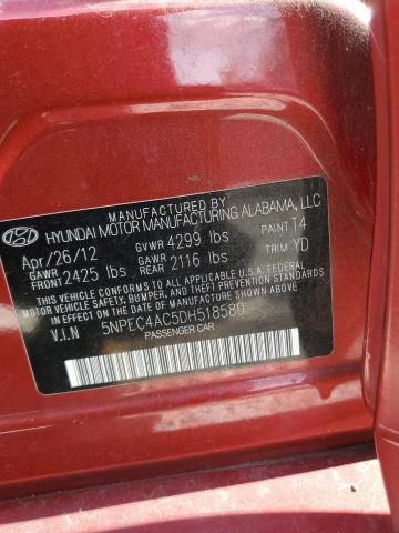 5NPEC4AC5DH518580 - 2013 HYUNDAI SONATA SE RED photo 12