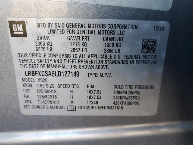 LRBFXCSA8LD127149 - 2020 BUICK ENVISION ESSENCE Արծաթագույն լուսանկար 13