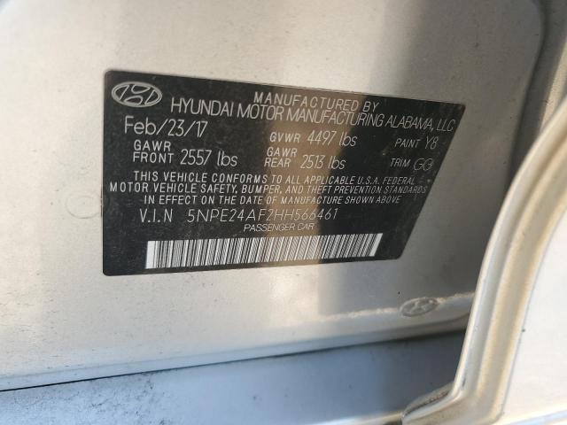 5NPE24AF2HH566461 - 2017 HYUNDAI SONATA SE SILVER photo 12