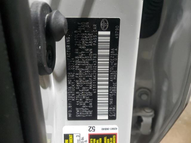 4T1T11AK2RU243763 - 2024 TOYOTA CAMRY SE NIGHT SHADE WHITE photo 12