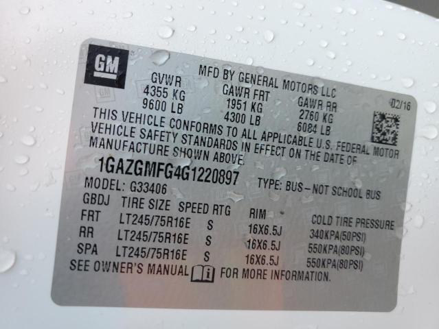 1GAZGMFG4G1220897 - 2016 CHEVROLET EXPRESS G3 LT WHITE photo 13