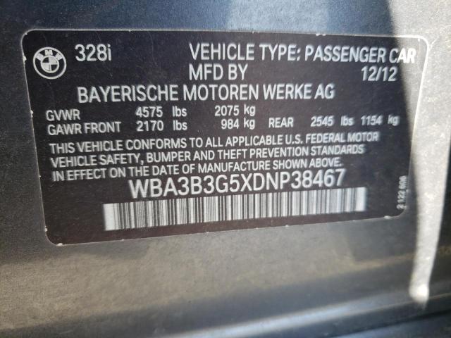 WBA3B3G5XDNP38467 - 2013 BMW 328 XI GRAY photo 12