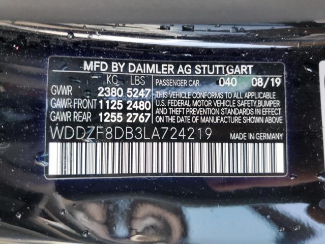 WDDZF8DB3LA724219 - 2020 MERCEDES-BENZ E 350 BLACK photo 12