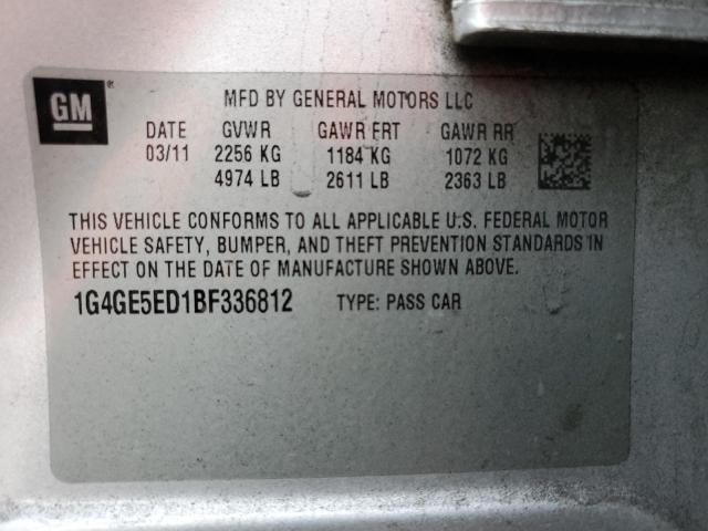 1G4GE5ED1BF336812 - 2011 BUICK LACROSSE CXS SILVER photo 12