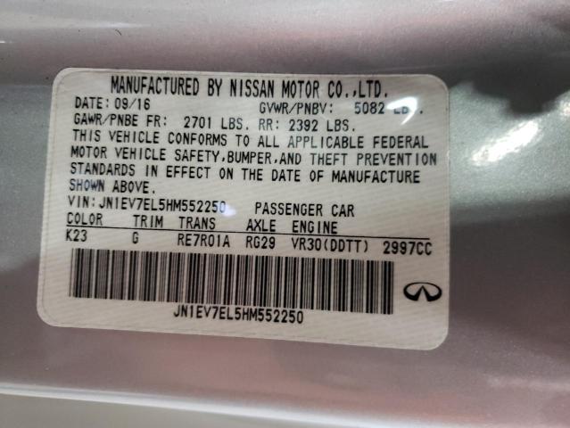 JN1EV7EL5HM552250 - 2017 INFINITI Q60 PREMIUM SILVER photo 12