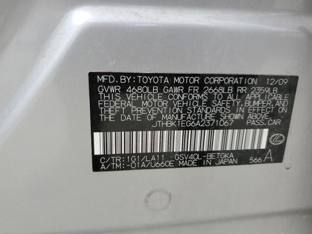 JTHBK1EG6A2371067 - 2010 LEXUS ES 350 SILVER photo 13