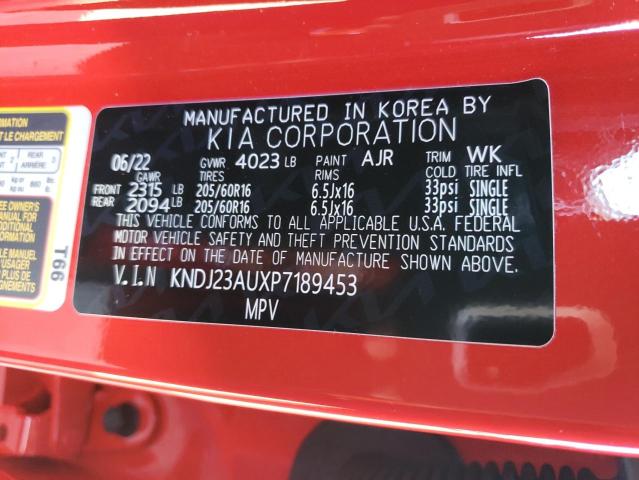 KNDJ23AUXP7189453 - 2023 KIA SOUL LX RED photo 12