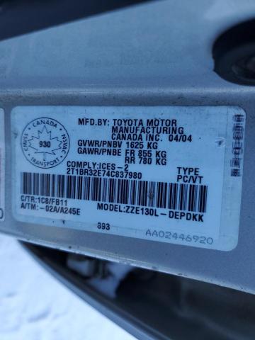 2T1BR32E74C837980 - 2004 TOYOTA COROLLA CE SILVER photo 13