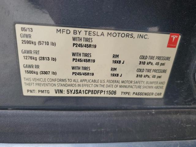 5YJSA1CP8DFP11506 - 2013 TESLA MODEL S GRAY photo 12