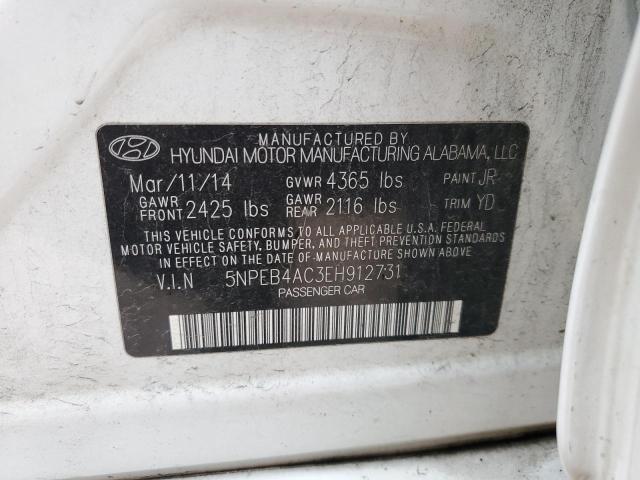 5NPEB4AC3EH912731 - 2014 HYUNDAI SONATA GLS WHITE photo 13