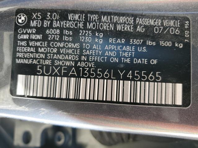 5UXFA13556LY45565 - 2006 BMW X5 3.0I GRAY photo 13