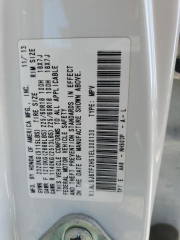 5J6TF2H51EL000130 - 2014 HONDA CROSSTOUR EXL თეთრი ფოტო 13