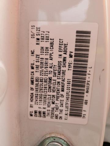 5J6TF1H50FL001801 - 2015 HONDA CROSSTOUR EXL თეთრი ფოტო 12