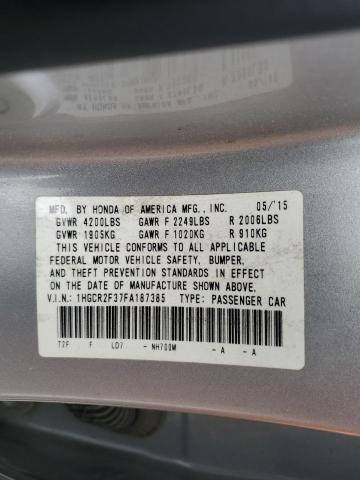 1HGCR2F37FA187385 - 2015 HONDA ACCORD LX SILVER photo 13