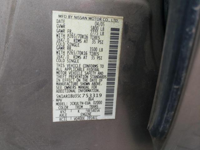 5N1AR18U35C753319 - 2005 NISSAN PATHFINDER LE Ոսկեգույն լուսանկար 13