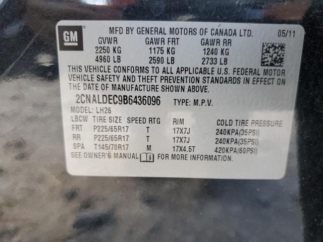 2CNALDEC9B6436096 - 2011 CHEVROLET EQUINOX LT BLACK photo 13