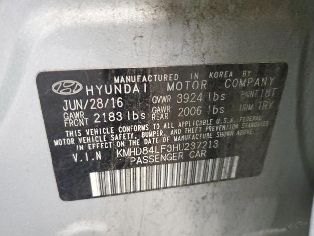 KMHD84LF3HU237213 - 2017 HYUNDAI ELANTRA SE SILVER photo 12