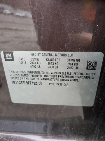 1G11C5SL9FF192758 - 2015 CHEVROLET MALIBU 1LT Brązowy zdjęcie 12