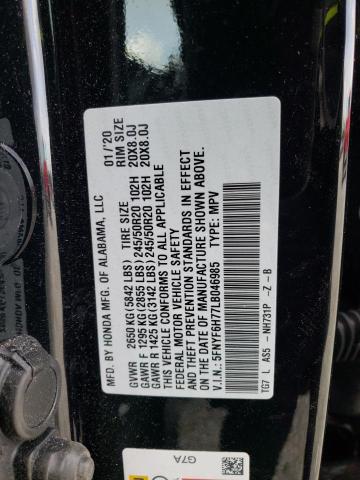 5FNYF6H77LB046985 - 2020 HONDA PILOT BLACK BLACK photo 13