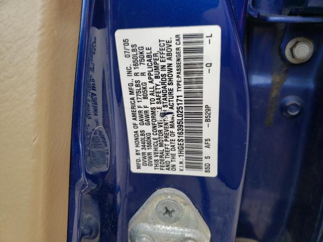 1HGES16395L025171 - 2005 HONDA CIVIC DX VP BLUE photo 12