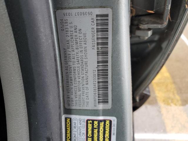 WVWPD63B34E233012 - 2004 VOLKSWAGEN PASSAT GLS GRAY photo 12