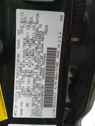 5TFJU4GN3DX049109 - 2013 TOYOTA TACOMA DOUBLE CAB PRERUNNER GREEN photo 12