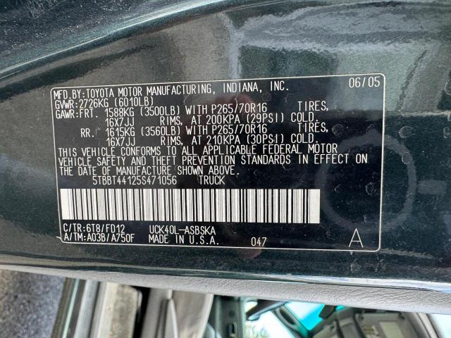 5TBBT44125S471056 - 2005 TOYOTA TUNDRA ACCESS CAB SR5 GREEN photo 10