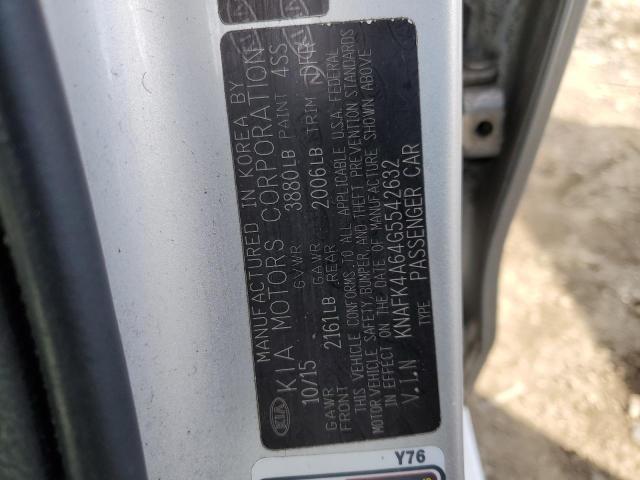 KNAFK4A64G5542632 - 2016 KIA FORTE LX SILVER photo 12