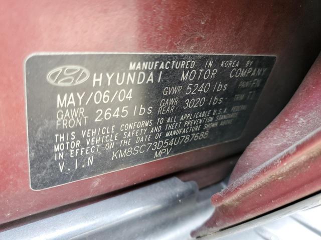 KM8SC73D54U787688 - 2004 HYUNDAI SANTA FE GLS RED photo 14