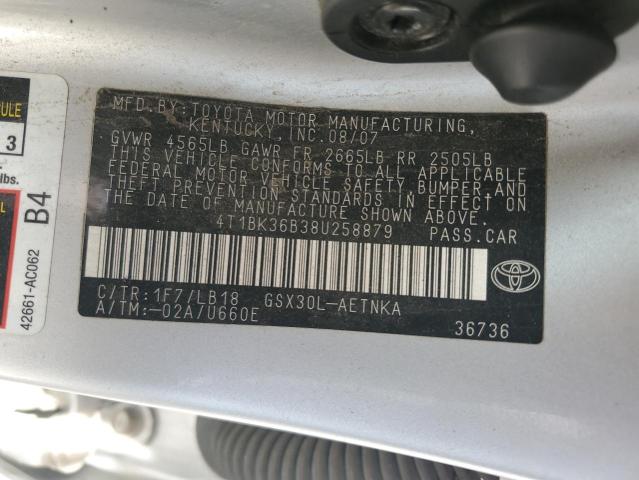 4T1BK36B38U258879 - 2008 TOYOTA AVALON XL SILVER photo 12