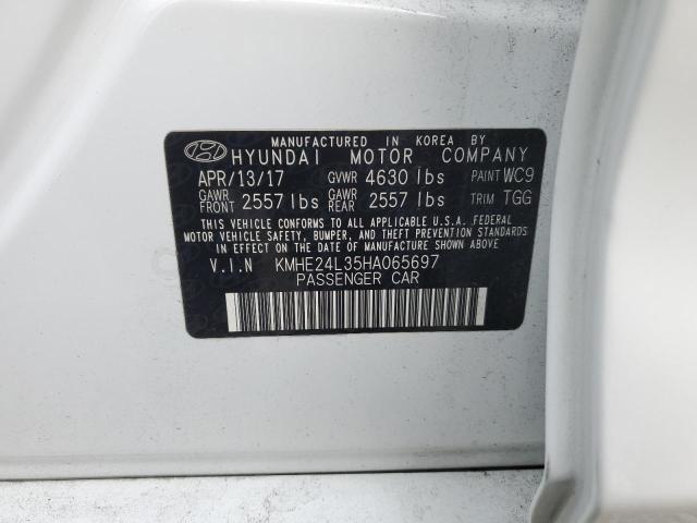 KMHE24L35HA065697 - 2017 HYUNDAI SONATA HYBRID WHITE photo 12