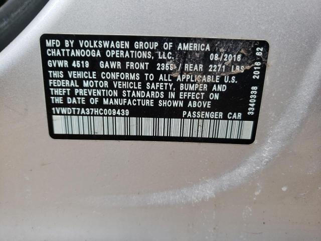 1VWDT7A37HC009439 - 2017 VOLKSWAGEN PASSAT R-LINE Gümüş foto 12