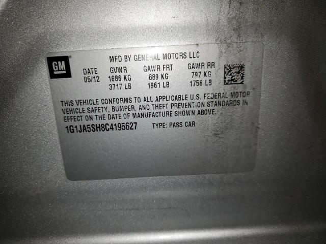 1G1JA5SH8C4195627 - 2012 CHEVROLET SONIC LS 银色 照片 12