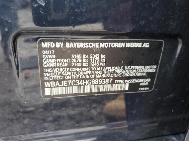 WBAJE7C34HG889387 - 2017 BMW 540 XI BLUE photo 12