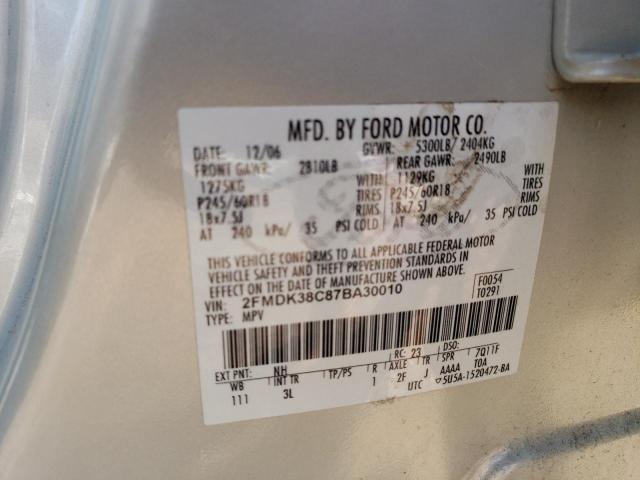 2FMDK38C87BA30010 - 2007 FORD EDGE SEL BEIGE photo 13