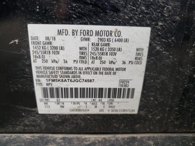 1FM5K8AT6JGC74587 - 2018 FORD EXPLORER POLICE INTERCEPTOR أسود صورة 13