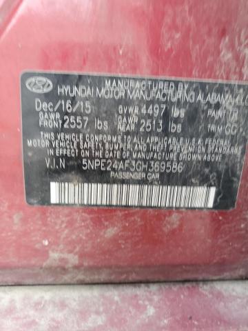 5NPE24AF3GH369586 - 2016 HYUNDAI SONATA SE MAROON photo 13