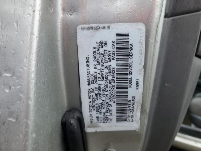 4T1BG22K61U819633 - 2001 TOYOTA CAMRY CE SILVER photo 12