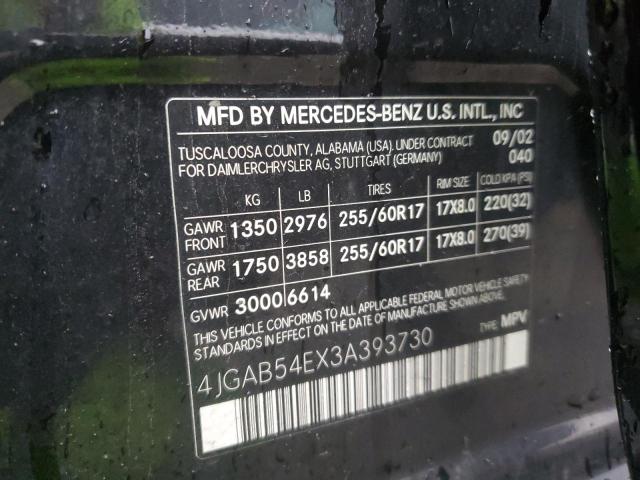 4JGAB54EX3A393730 - 2003 MERCEDES-BENZ ML 320 BLACK photo 13