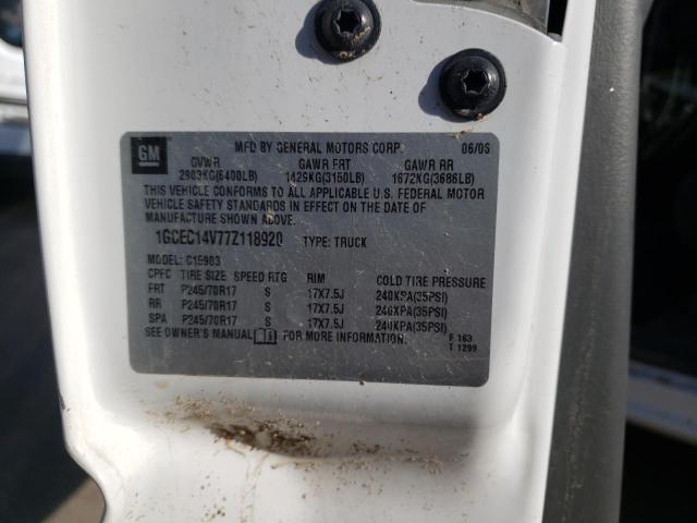 1GCEC14V77Z118920 - 2007 CHEVROLET SILVERADO C1500 CLASSIC WHITE photo 12