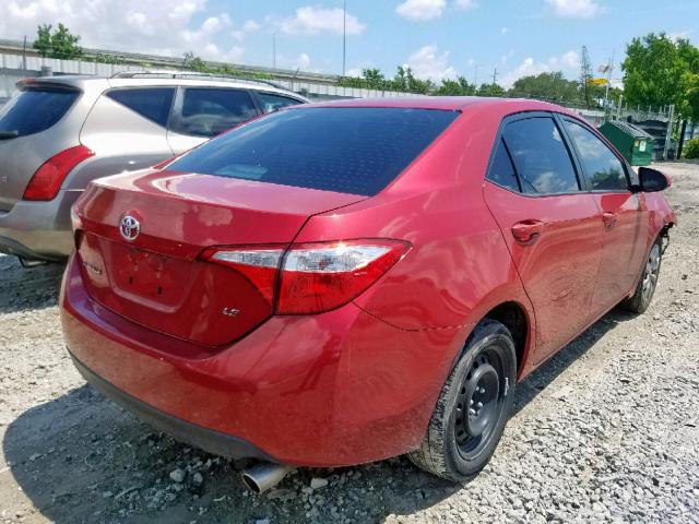 2T1BURHE1FC471820 - 2015 TOYOTA COROLLA L RED photo 4