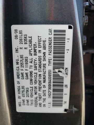 1HGCP368X9A006551 - 2009 HONDA ACCORD EXL GRAY photo 12