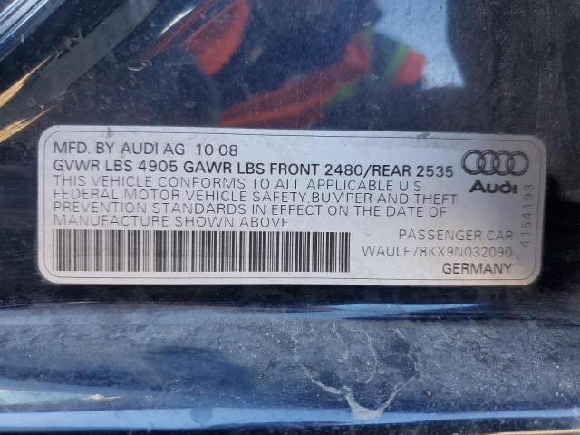 WAULF78KX9N032090 - 2009 AUDI A4 2.0T QUATTRO BLUE photo 12