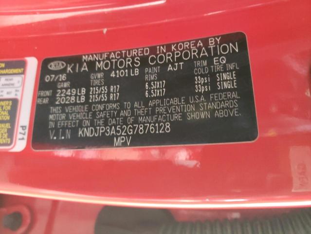 KNDJP3A52G7876128 - 2016 KIA SOUL + RED photo 14