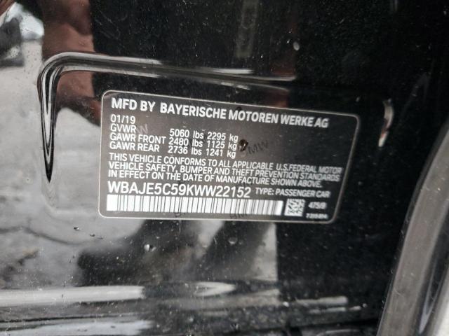 WBAJE5C59KWW22152 - 2019 BMW 540 I BLACK photo 12